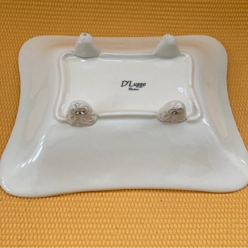 Vintage D’Lusso Serving Dish With Faux Rhinestones 9.5”x 7.5” - Picture 4 of 8